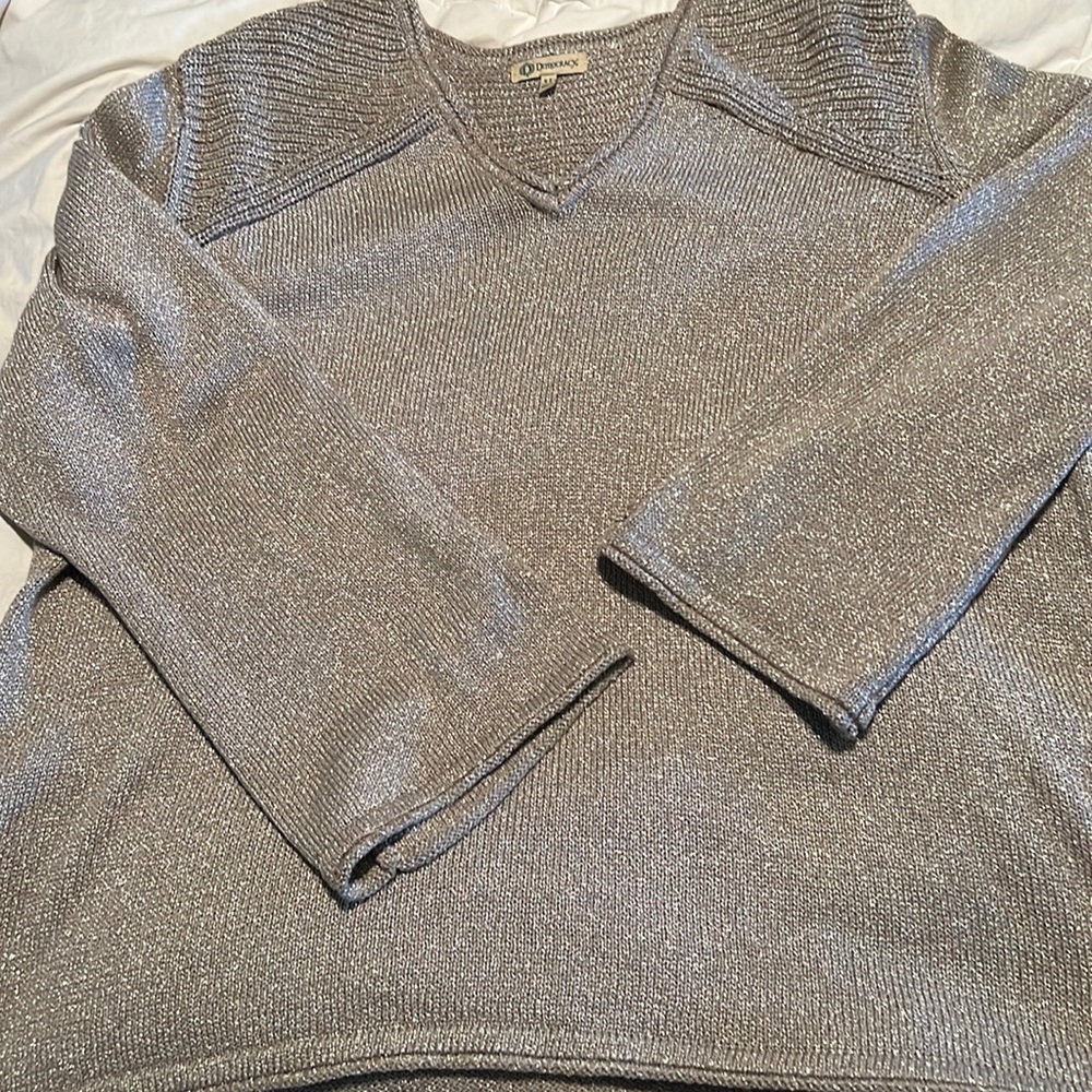 Democracy metallic gold sweater 3x